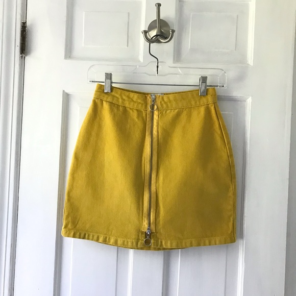 Yellow Zip Front Mini Skirt - Picture 1 of 4